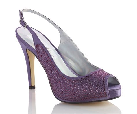 Purple Satin Platform Peep Toe Slingback With Rhinestones Shoes