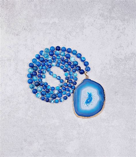 Confidence Friedfertigkeit Expression Mala Kette Saphirblauer Achat