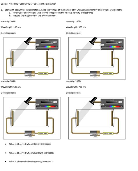 Solved Google PHET PHOTOELECTRIC EFFECT Run The Simulation Chegg