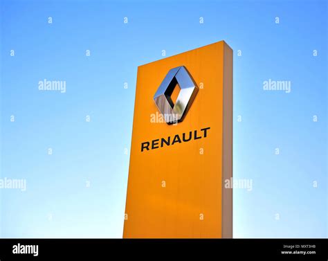 MOSCOW, RUSSIA - MAY 10, 2018: Logo of Renault french automaker on May ...