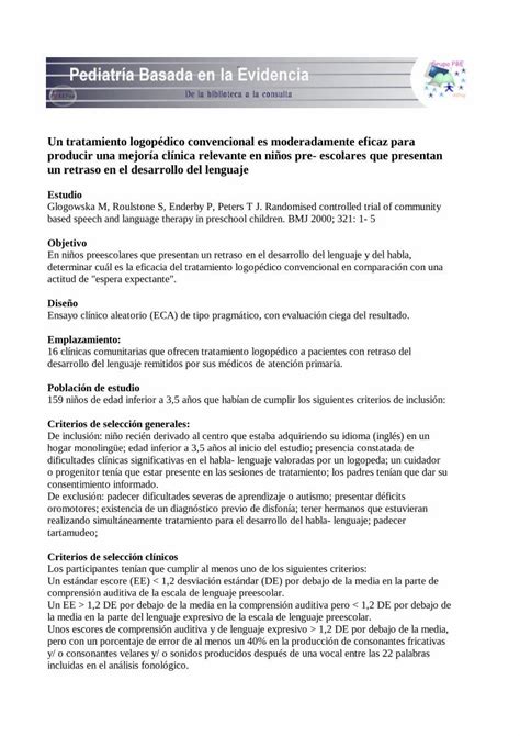 Pdf Tratamiento Logop Dico Del Retraso Del Lenguage O Consonantes