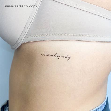 Temporary Tattoo Of The Word Serendipity Located On