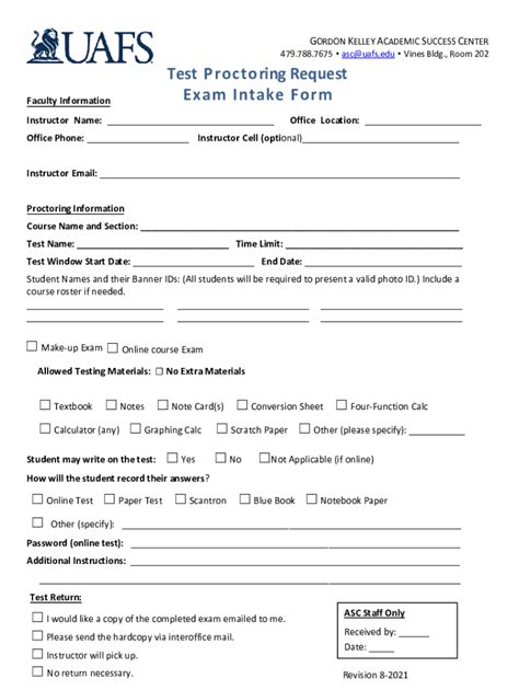 Fillable Online Asc Proctor Request Exam Intake Form Fax Email Print