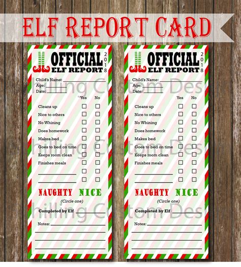 Printable Elf Report Card Instant Download Etsy