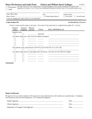 Fillable Online Hws Major Declaration And Audit Form Declaration Audit