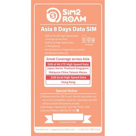 Asia Prepaid Data Sim Card Days China Malaysia Japan Korea