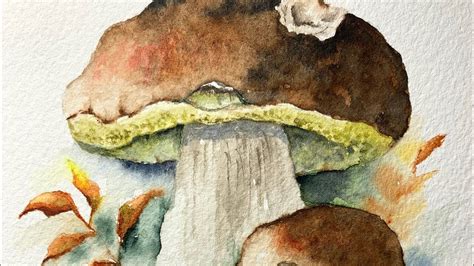 Fall Mushrooms Watercolor Paint Along Demo Tutorial YouTube