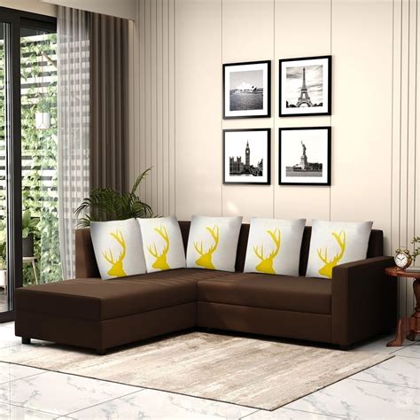 Sunuzu Legant Seater Lhs Fabric Corner L Shape Sofa Set Brown