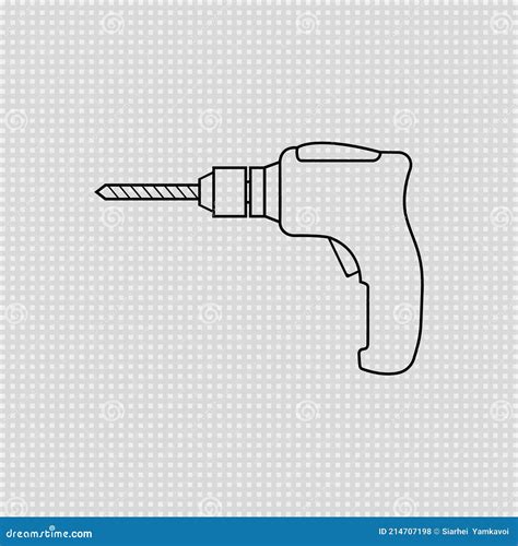 Portable Electric Hand Drill Sketch Drawing With Bit Power Drill Icon