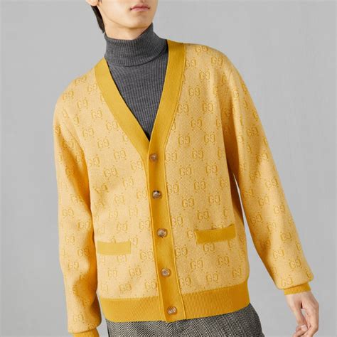 Gucci Gg Wool Jacquard Cardigan Reversible