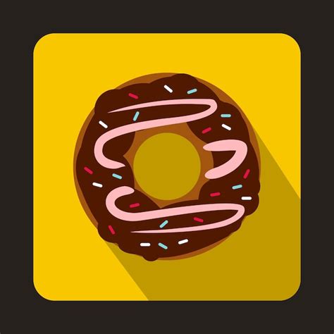 Icono De Donut De Chocolate En Estilo Plano Sobre Un Fondo Amarillo