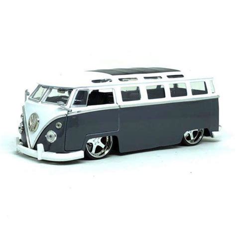 Miniatura Carro Volkswagen Kombi Bus 1962 Cinza Branco Bigtime