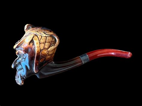 Proantic Magnifique Pipe En écume De Mer Avec Une Tête Sculpté Avec L