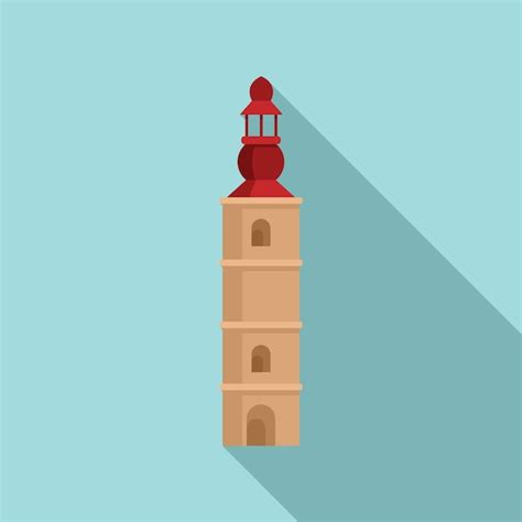 Oude Toren Pictogram Platte Vector Kasteel Muur Fort Gebouw Premium