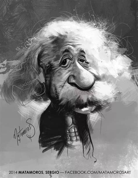 Albert Einstein Por Sergio Matamoros Caricaturas Aquarela Estampas