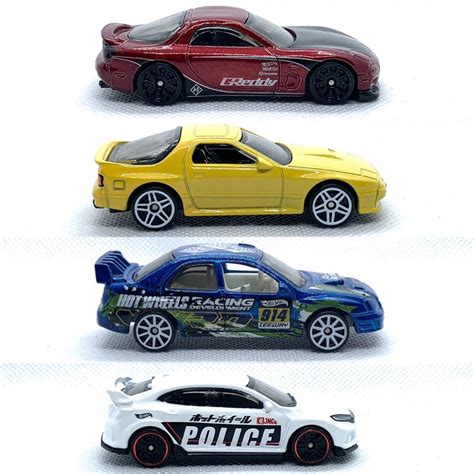 Hot Wheels 95 Mazda Rx7 89 Mazda Savanna Rx7 Fc3s Subaru Impreza 2018 Honda Civic Type R