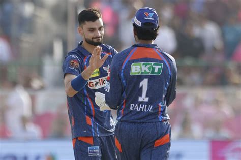 Naveen Ul Haq Celebrates A Wicket With Kl Rahul