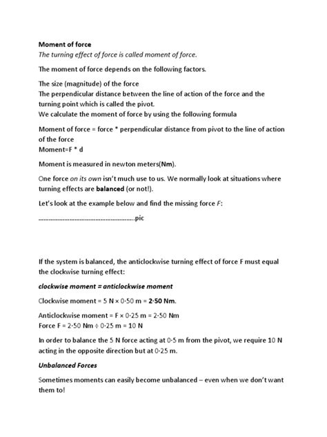 Moment of Force | PDF | Center Of Mass | Mass