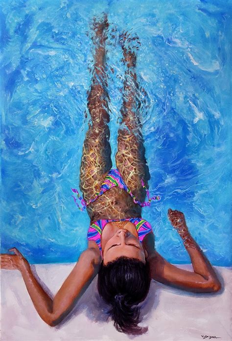 Girl Swimming X In Acrylic Painting By Vishalandra Dakur Artfinder