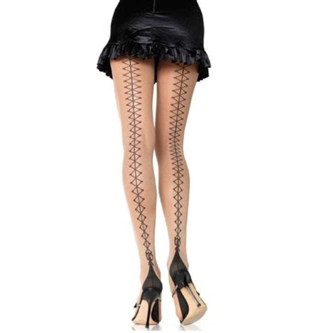 Meia calça nude fina detalhe em preto amarração tam único Lovetoys