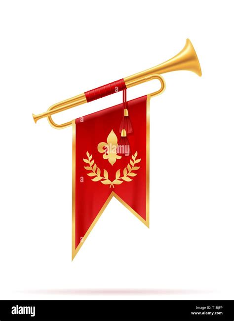 King Royal Golden Horn Trumpet Vector Illustration Isolated On White