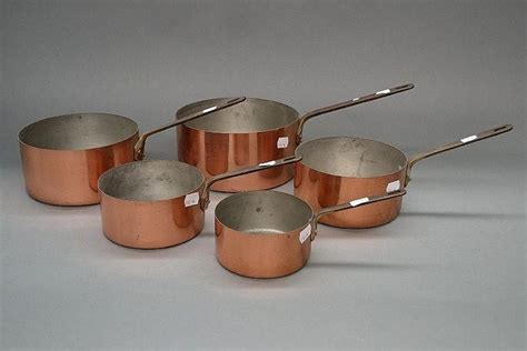 Antique French Copper Pan Set Pieces Copper Metalware