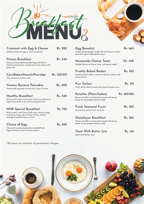 Nepali Food Menu