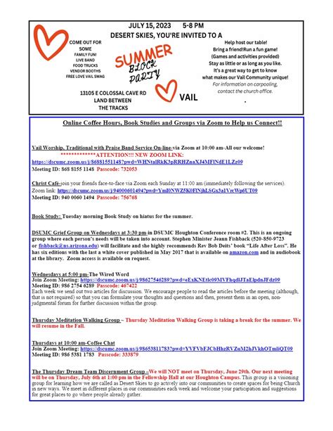 E Newsletter 27 June 2023 Desert Skies United Methodist Church