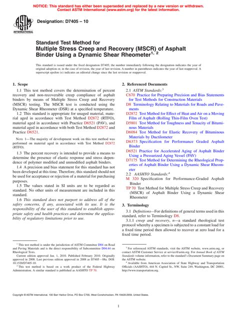 ASTM D7405 10 Standard Test Method For Multiple Stress Creep And