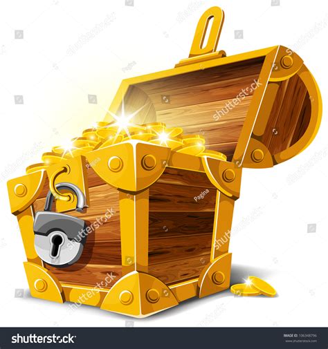 Opened Antique Treasure Chest Vector Illustration 106348796