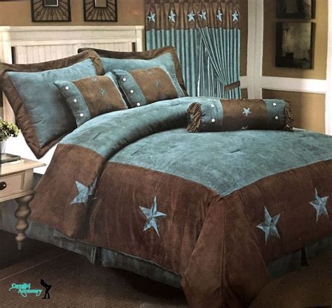 Western Embroidered Texas Star Comforter Bedspread 7 Piece Set