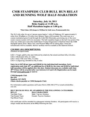 Fillable Online Stampede Relay And Marathon Entry Form Fax Email Print