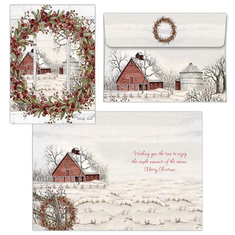 Boxed Christmas Cards Country Christmas 30 Cards And Envelopes