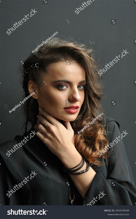 Sexy Brunette Red Lips Girl Red Stock Photo Shutterstock
