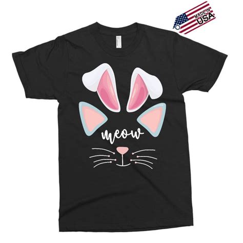 Bunny Ears T Shirt Cat Bunny Ears Costume Meow Cat Face Easter Funny Exclusive T Shirt By