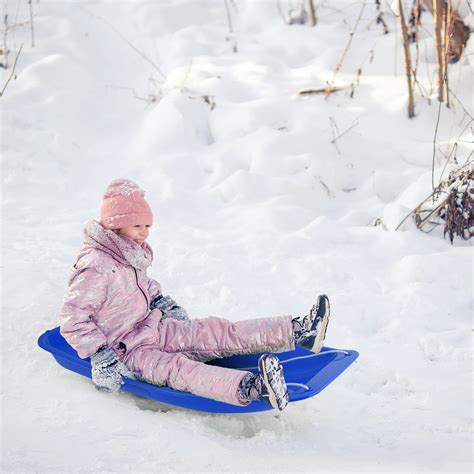 2 Packs Snow Sled 35 Heavy Duty Plastic Winter Downhill Sleds W Pull