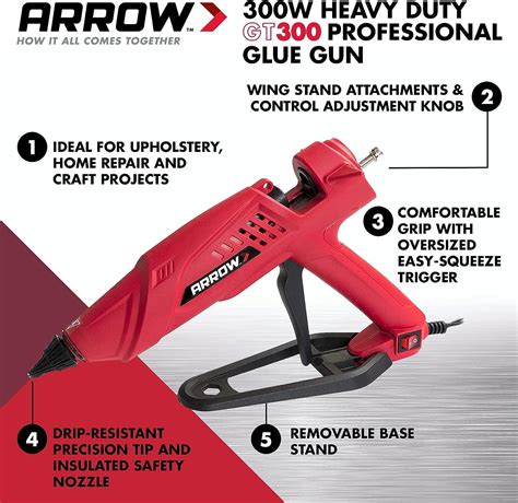 Arrow Fastener Watt Heavy Duty Professional Electric Hot Melt Glue Gun For Crafts