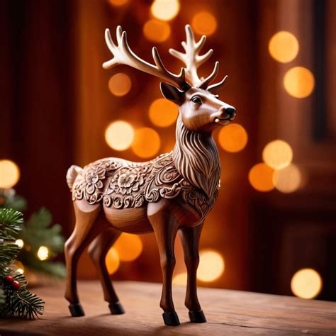 Premium Photo Traditional Wooden Carved Reindeer Festive Christmas