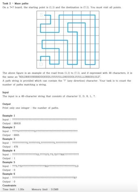 Solved Task 2 Maze paths On a 7.7 board, the starting point | Chegg.com 