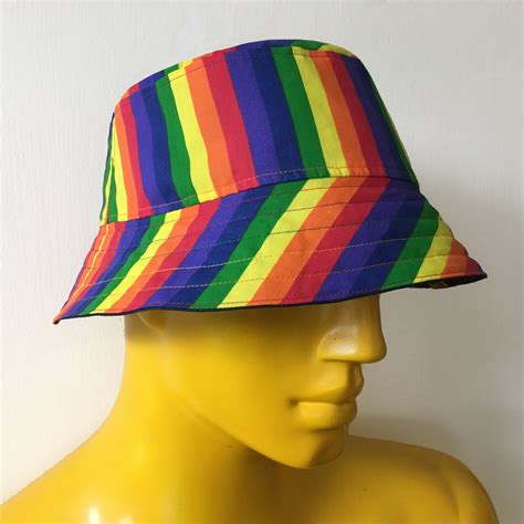 Rainbow Stripe Bucket Hat Lgbt Accessories Gay Pride Hats Etsy