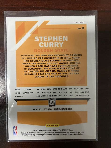 Steph Curry Donruss Optic Exclusive Wave Prizm Stephen Curry