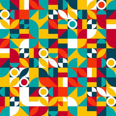 Bauhaus Seamless Retro Pattern Vintage Tile Abstract Background Stock