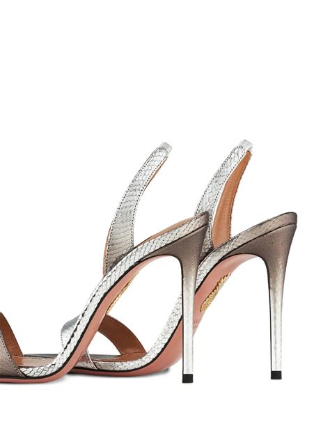Aquazzura So Nude Mm Snakeskin Effect Sandals Silver Farfetch