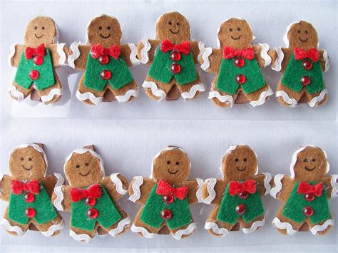 Gingerbread Men Felt Peg Ornaments Felt Decorations Etsy