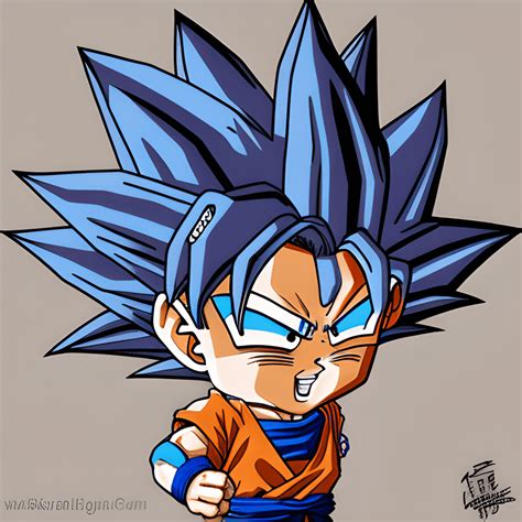 Graphisme Réaliste Goku Super Saiyan Bleu Kawaii Chibi · Creative Fabrica