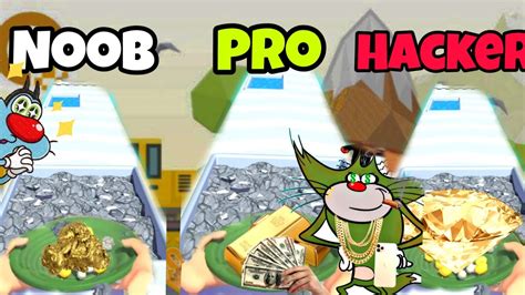 Noob Vs Pro Vs Hacker In Gold Panning Game With Oggy And Jack