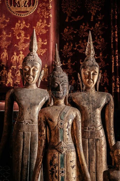 Antique Old Buddha Statue At Wat Xiang Thong Luang Prabang Laos