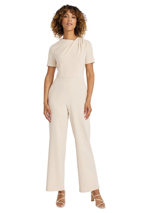 Twist Neck Short Sleeve Jumpsuit Maggy London