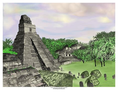 Ancient Maya City of Tikal (colour). Size: 8×10