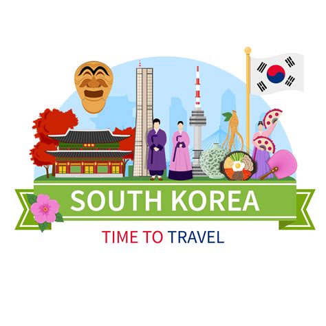 Korea Travel Composition Flat Poster 484740 Vector Art At Vecteezy